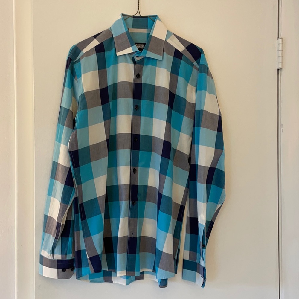 Unsimply Stitched Blue Checked Button-down Shirt